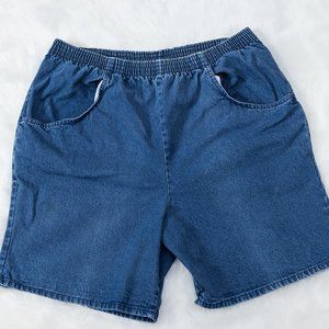 Cascade Blue Vintage Elastic Denim Shorts